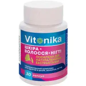 Вітаміни Vitonika шкіра, волосся, нігтіу капсулах 30 таблеток