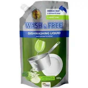 Средство для мытья посуды Wash&Free Зеленое яблоко и экстракт эдельвейса 500 г