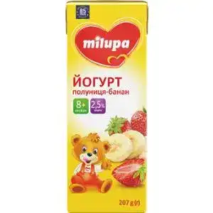 Йогурт Milupa Клубника-банан 2.5% для детей 8 месяцев+ 207 г
