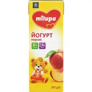 Йогурт Milupa Персик 2.4% для дітей 8 місяців+ 207 г