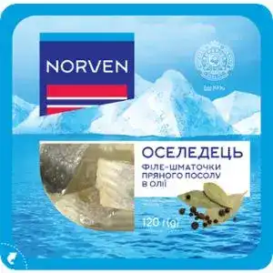 Оселедець Norven філе-шматочки пряного посолу в олії 120 г