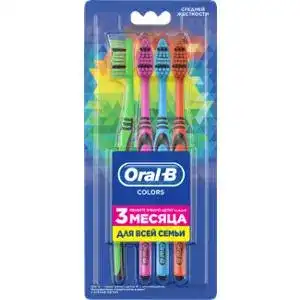 Сімейний набір зубних щіток Oral-B Color Collection Середньої жорсткості 4 шт.