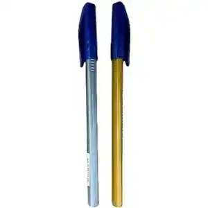 Ручка Buromax масляна синя тригранна металік