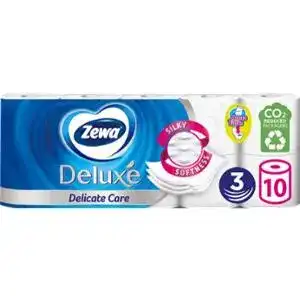 Папір туалетний Zewa Deluxe Delicate Care 3-х шаровий білий 10 шт