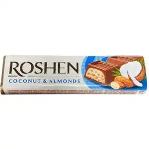 Батончик Roshen молочно-шоколадний з мигдалем та кокосовою начинкою 38 г