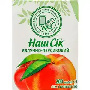 Сік Наш сік яблучно-персиковий з м'якоттю 200 мл