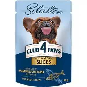 Корм вологий Club 4 Paws Premium Selection з лососем та макреллю в соусі для дорослих собак малих порід 85 г