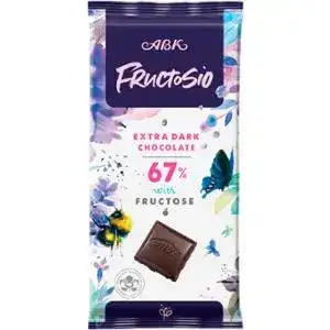 Шоколад АВК Fructosio екстрачорний 67% без цукру 90 г