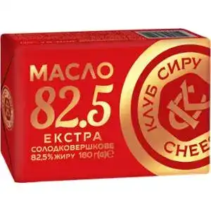 Масло Клуб Сиру Экстра сладкосливочное 82,5% 180г