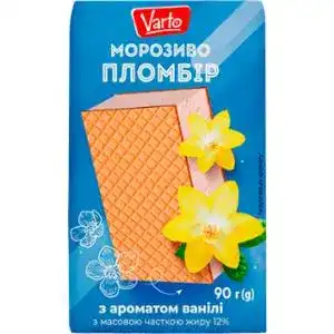 Морозиво Varto ПЛОМБІР з ароматом ванілі брикет 12% 90 г