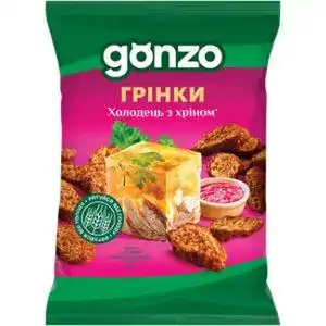Грінки Gonzo житні зі смаком холодцю з хріном 50 г