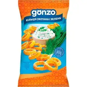 Кукурудзяні кільця Gonzo зі смаком сметани і зелені 75 г
