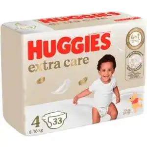 Підгузки Huggies Extra Care 4 (8-16 кг) для дітей 33 шт