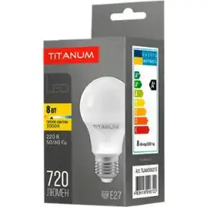 Лампа Titanum LED A60 8W E27 3000K