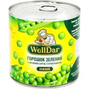 Горошок WellDar зелений консервований 425 мл