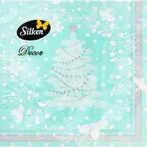 Серветки столові Silken 3-х шарові Ялинка з янголами мікс 33х33 12 шт