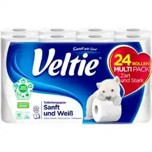 Папір туалетний Velvet Soft White 3-шаровий 24 рулонів