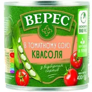 Квасоля Верес в томатному соусі консервована 400 г