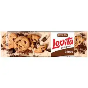 Печиво Roshen Lovita здобне з шоколадними шматочками 150 г